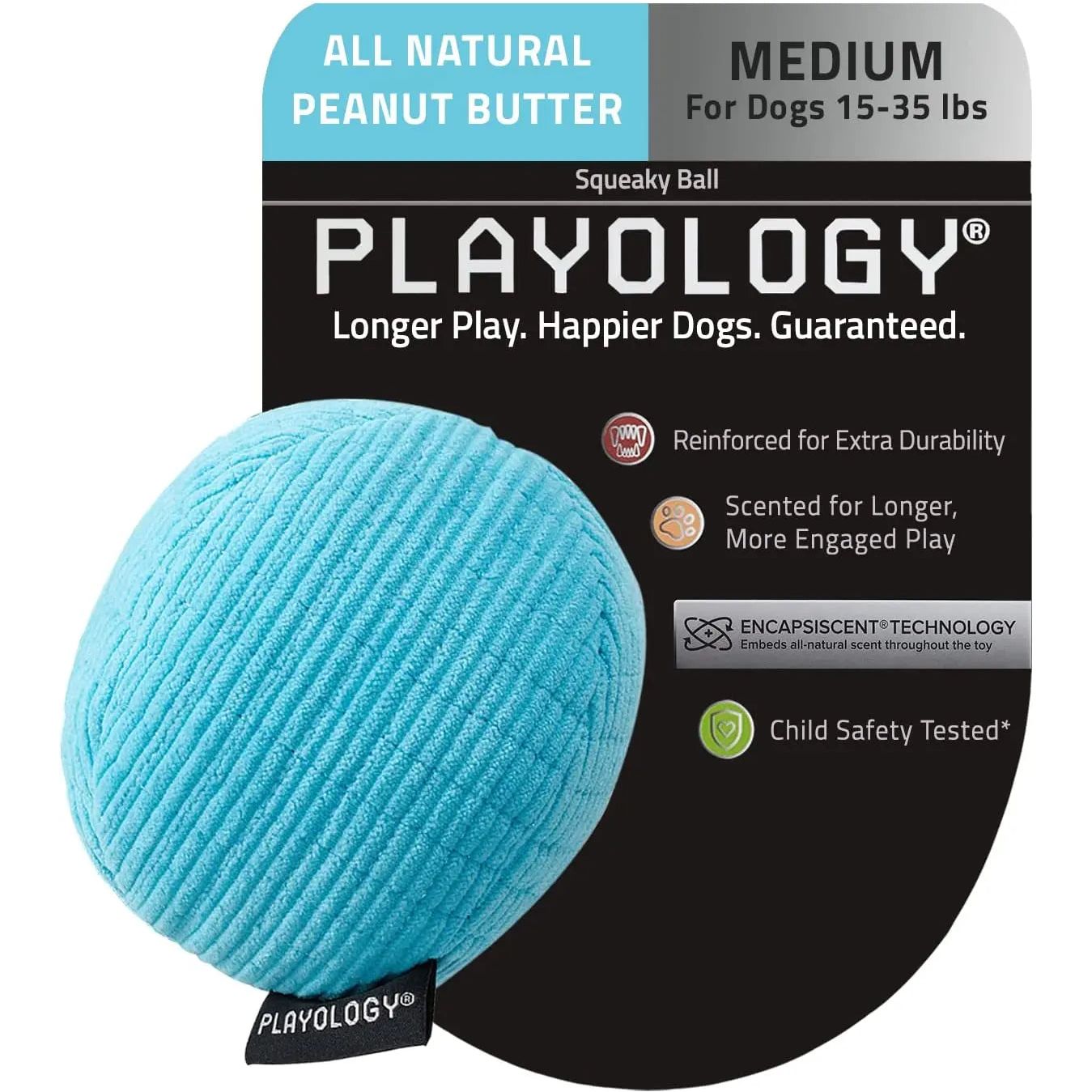 Playology Squeaky Bounce Ball Peanut Butter Scented Dog Toy - Large