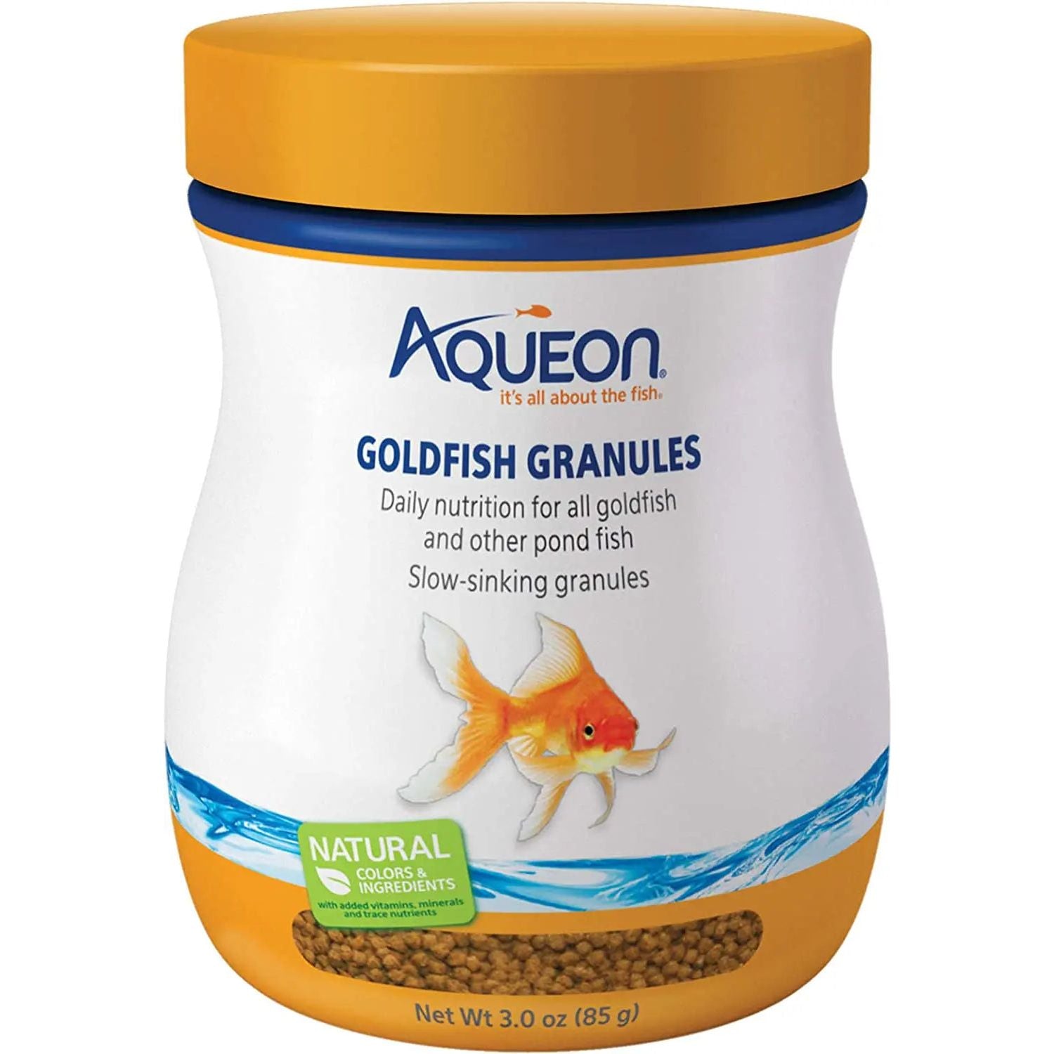 Aqueon Color Enhancing Goldfish Granules Fish Food, 3oz jar