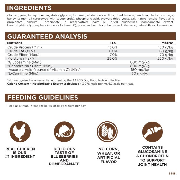 NutriSource Pure Vita Hip And Joint Dog Treats With Real Chicken 6 oz.