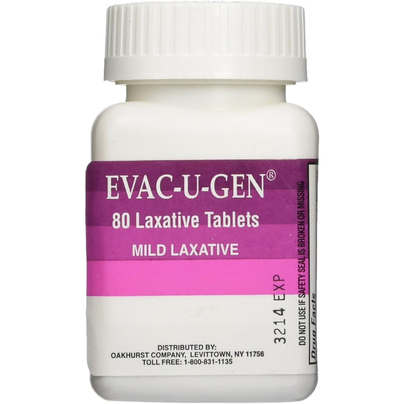 Evac-U-Gen Mild Laxative Tablets, 80 Count