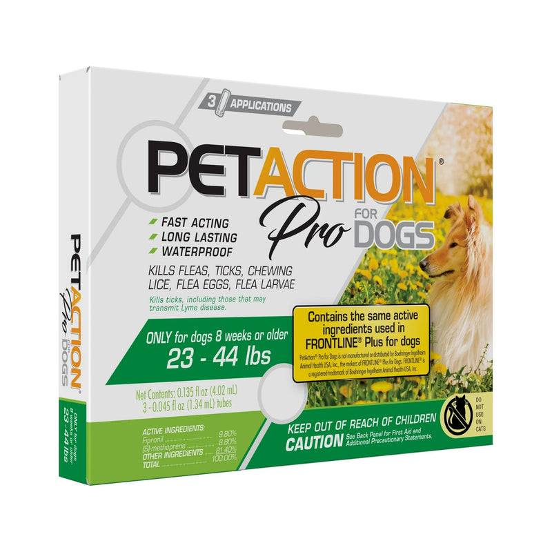 PetAction Pro Flea and Tick Topical Treatment for Dogs, 23-44 Lbs, 3 Count