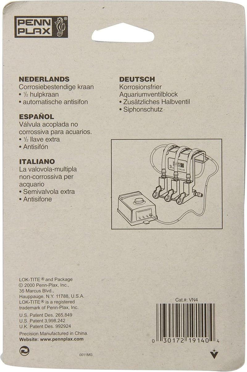 Penn-Plax Lok-Tite Plastic 4-Valve for Aquarium Pumps