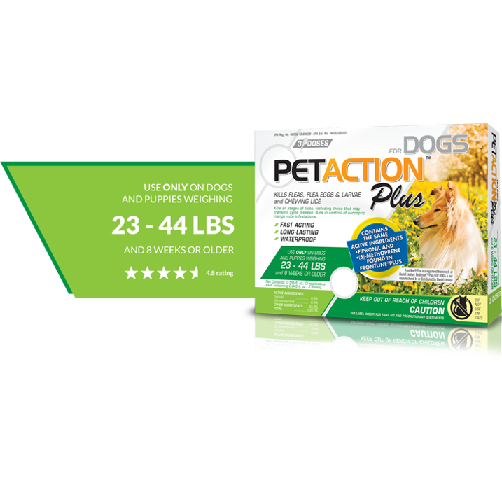 PetAction Pro Flea and Tick Topical Treatment for Dogs, 23-44 Lbs, 3 Count