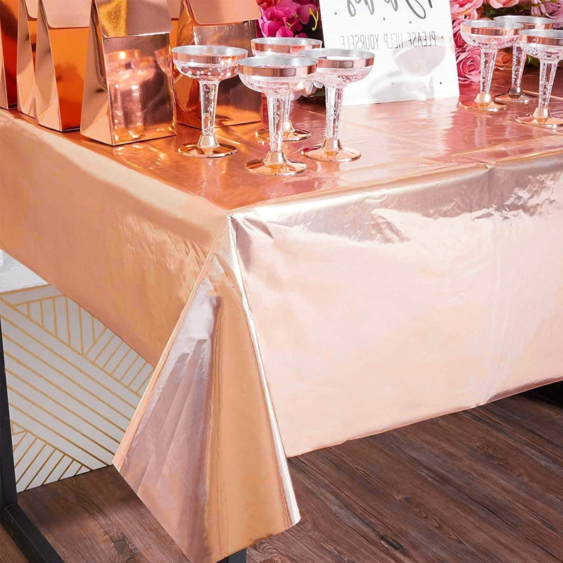 Disposable Table Cover Metallic Rose Gold 54" x 108"