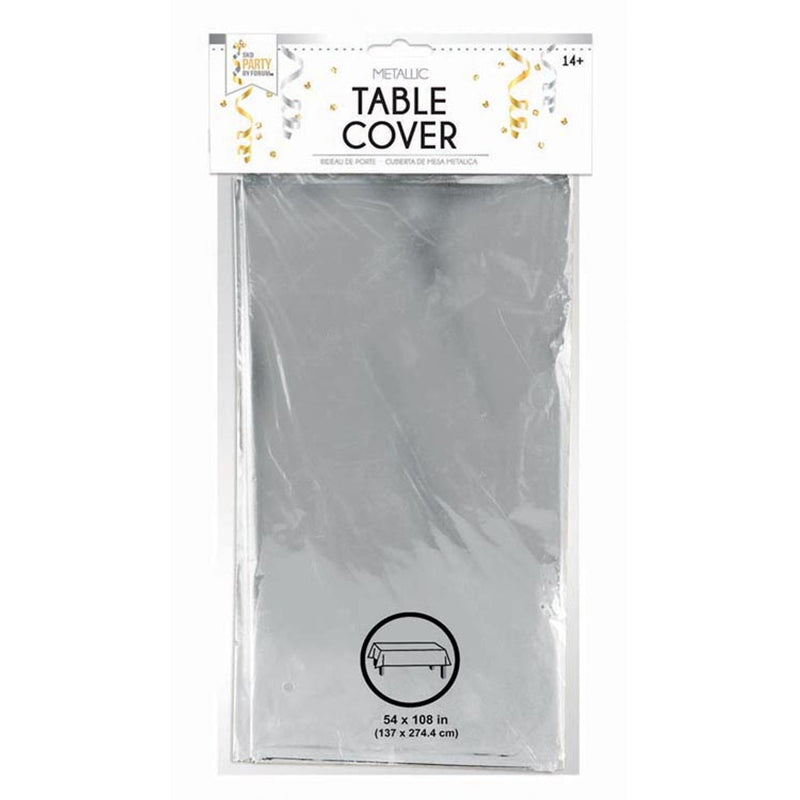 Disposable Table Cover Metallic Silver 54" x 108"