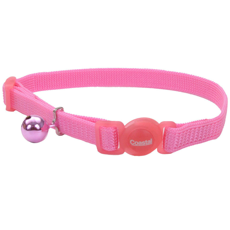 Coastal Safe Cat Nylon Adjustable Breakaway Collar 12", Bright Pink