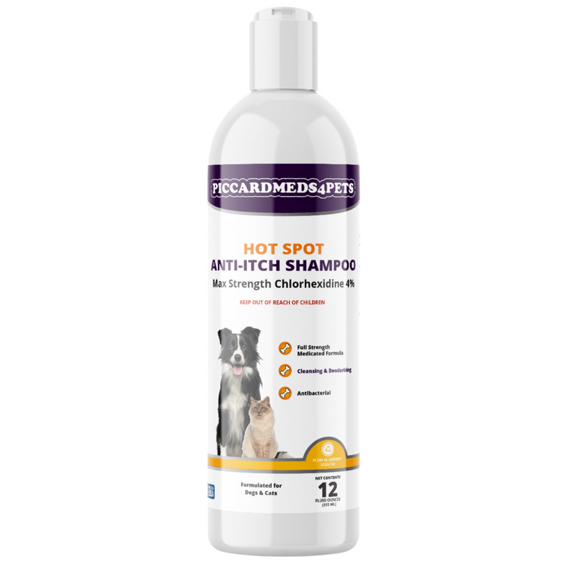 Piccardmeds4pets Hot Spot Anti-Itch Max Strength Chlorhexidine 4% Pet Shampoo 12 oz.