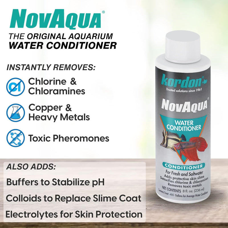 Novaqua Water Conditioner Aquariums & Ponds Fresh Saltwater 8 oz. 2-Pack