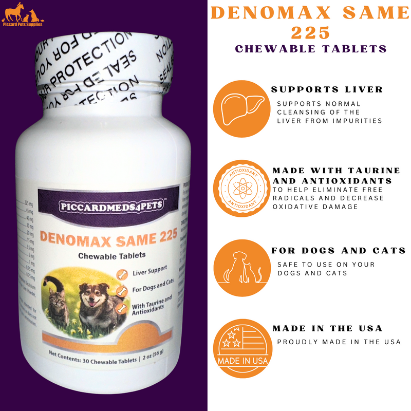 Piccardmeds4pets Denomax Same 225 for Dogs and Cats 30 Count