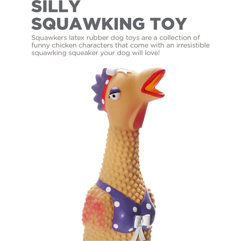 Charming Pet Squawkers Henrietta Latex Rubber Chicken Interactive Dog Toy, Large