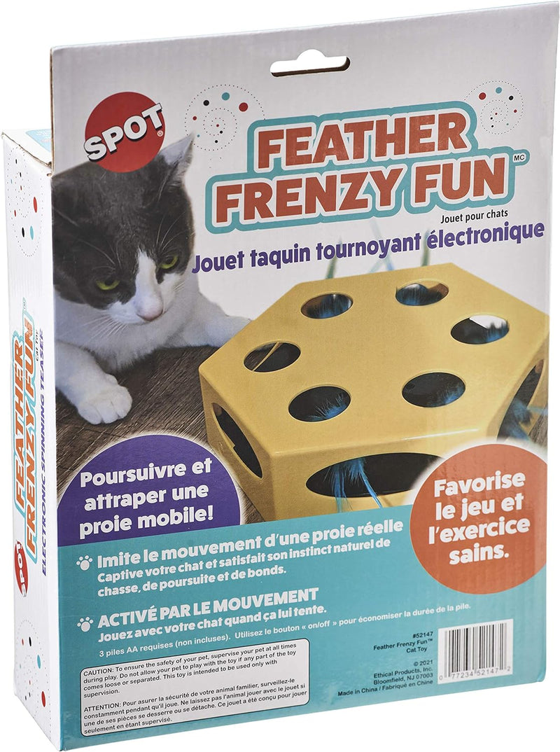 Spot Feather Frenzy Fun Electronic Spinning Teaser Cat Toy, Yellow