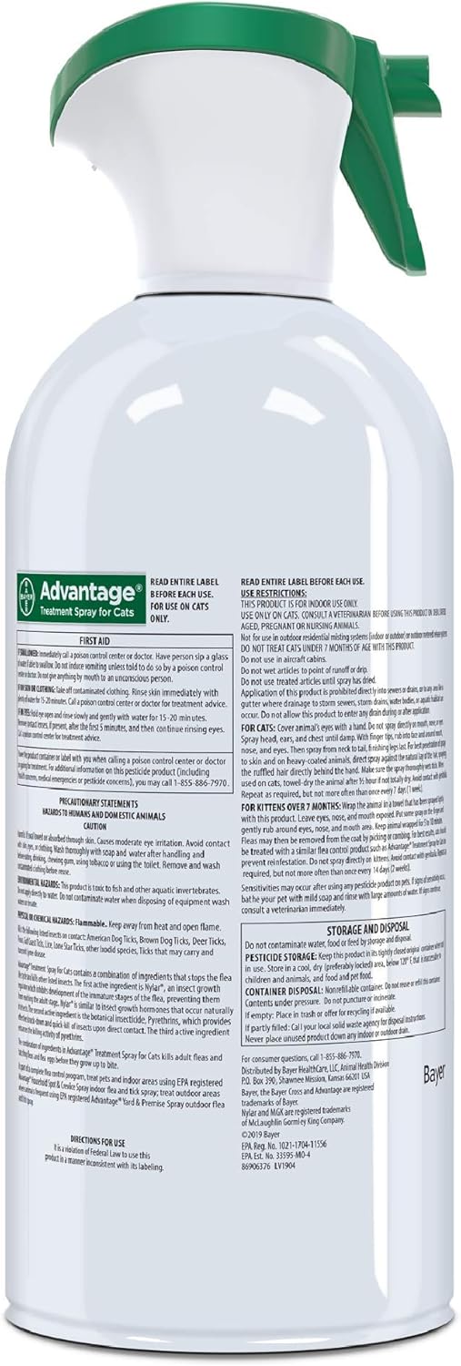 Advantage Cat Flea Treatment Spray Kills Fleas & Ticks 8 oz.