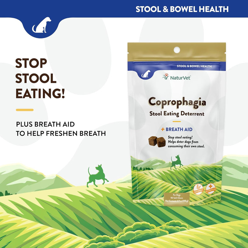 NaturVet Coprophagia Deterrent Plus Breath Aid Soft Chew 90CT Bag