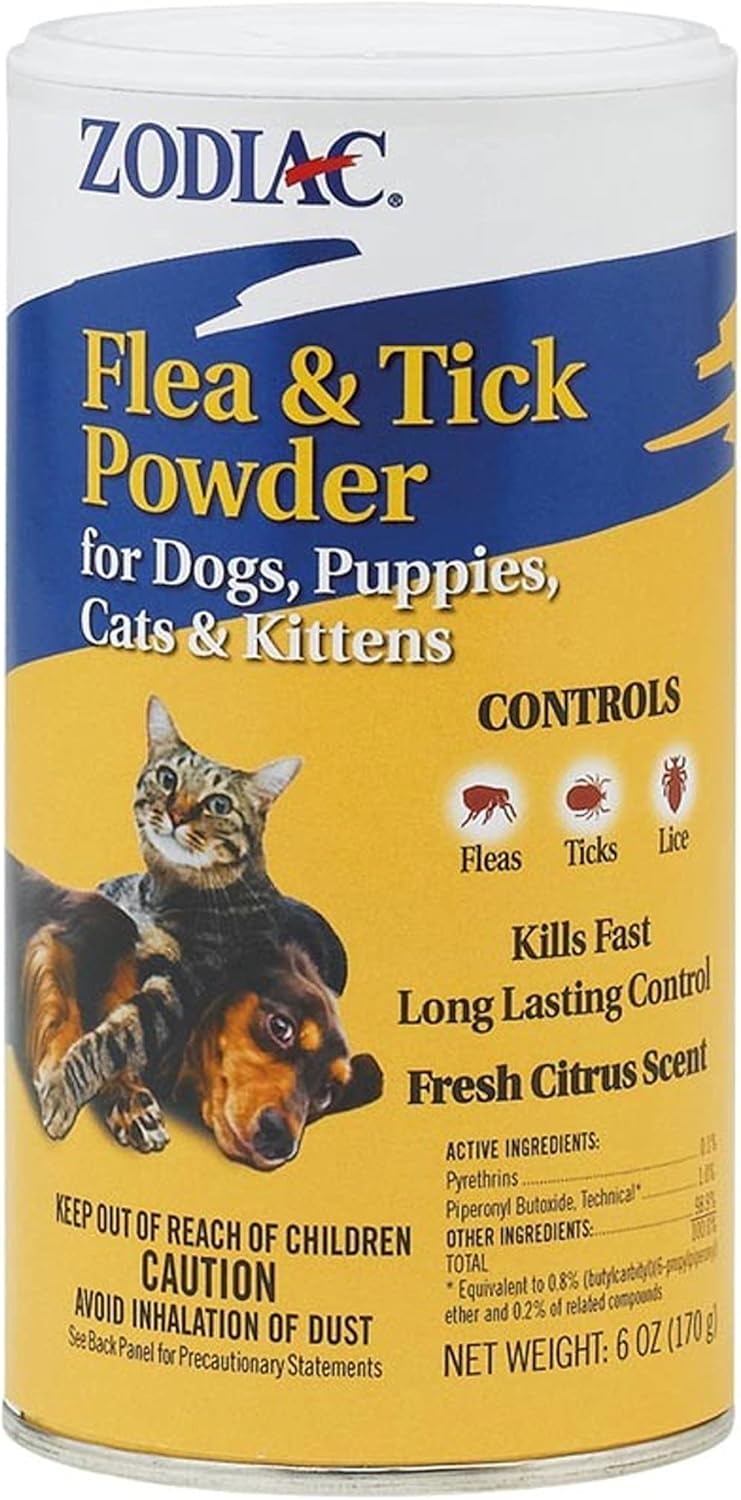 Zodiac Flea & Tick Powder for Dogs, Puppies, Cats & Kittens 6 oz.