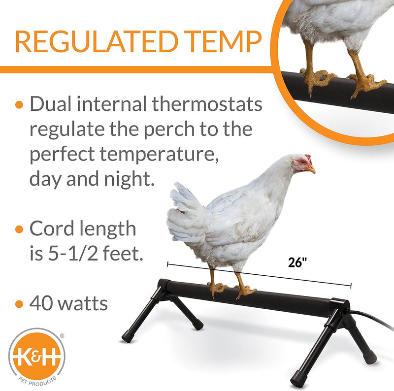 K&H Pet Products Thermo-Chicken Heated Perch Gray 26" 40W