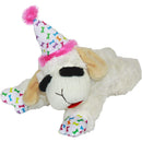 Multipet Lamb Chop with Birthday Hat Dog Toy, Pink 10.5"