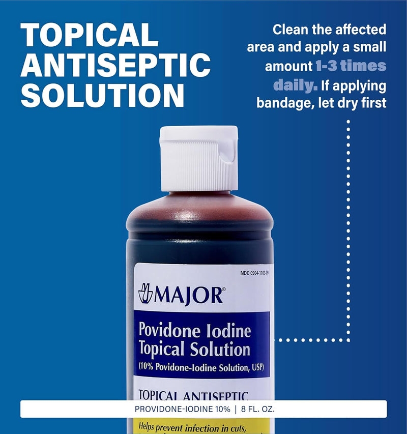 Major 10% Povidone-Iodine Liquid Topical Solution 8 Fl. Oz.