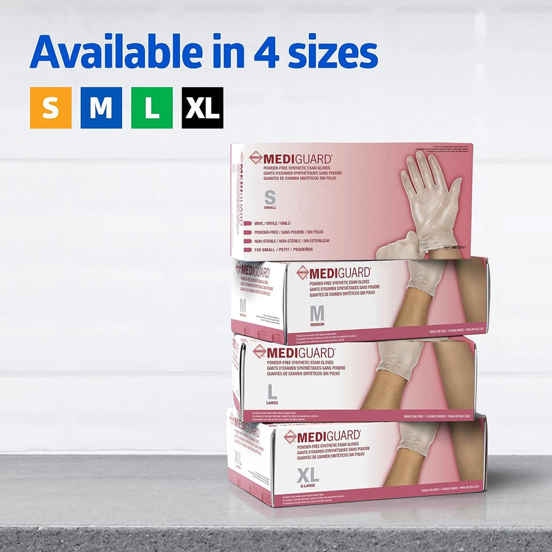 MediGuard Vinyl Exam Gloves Disposable, 130 Count X-Large
