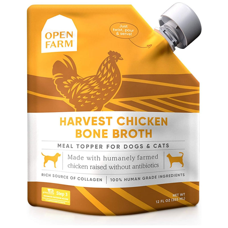 Open Farm Bone Broth Harvest Chicken, Food Topper for Both Dogs and Cats 12 oz.