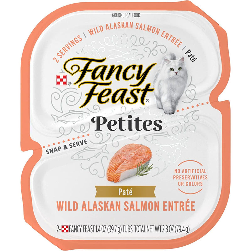 Purina Fancy Feast Petites Cat Food Pate Wild Salmon, 12CT 24 Servings Box