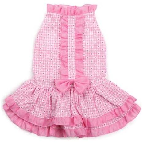 East Side Collection Charlotte Ruffle Dress for Dogs, XX-Small Pink