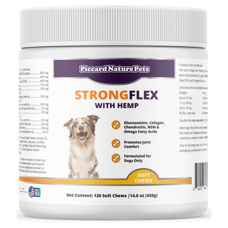 PiccardNaturePets StrongFlex with Hemp Joint Support for Dogs 120 Soft Chews