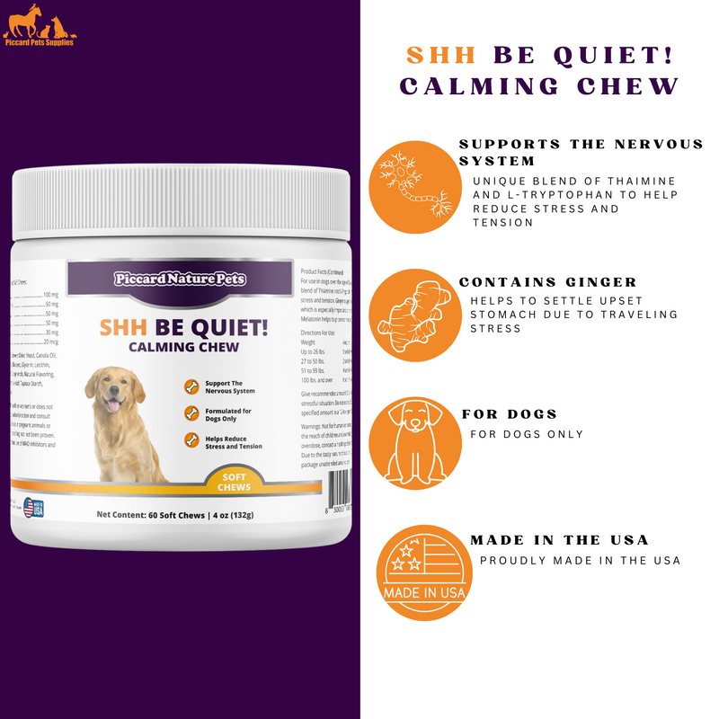 PiccardNaturePets Shh Be Quiet! Calming Aid Dog Supplement 60ct