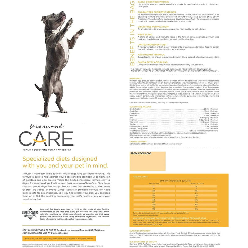 Diamond Care Sensitive Stomach Dry Adult Dog Food Diamond CARE