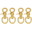 Horse Tack Solid Brass Trigger Snap Square Eye Snap Loop Eye 2-1/2" 4-Pack