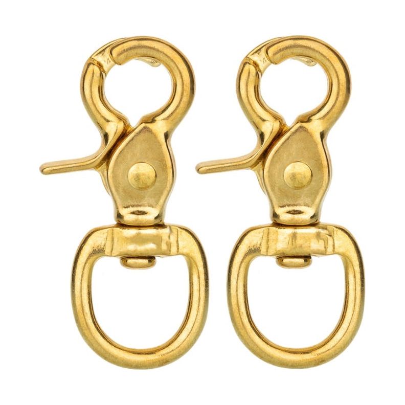 Horse Tack Solid Brass Trigger Snap Square Eye Snap Loop Eye 2-1/2" 2-Pack