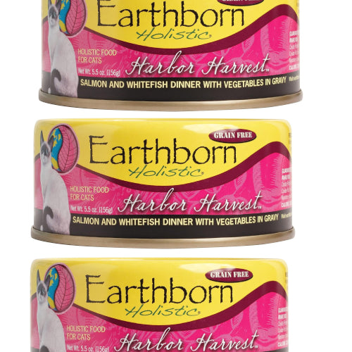 Earthborn Holistic Harbor Harvest Grain-Free Canned Cat Food 5.5 oz. 3-Pack