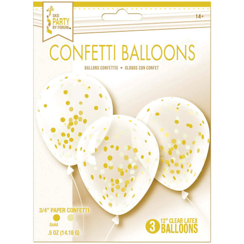 Confetti Balloon Gold 3-Pack