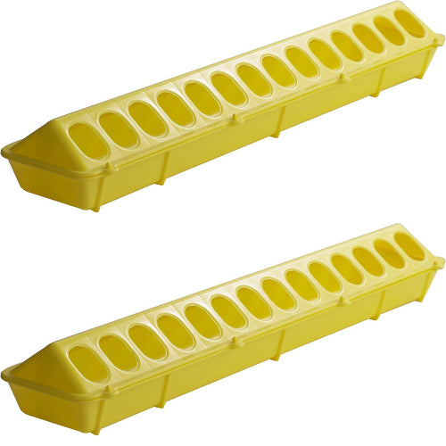 Little Giant Flip-Top Poultry Ground Feeder 20-Inch, Yellow 2-Pack