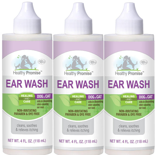 Four Paws Healthy Promise Pet Ear Wash for Dogs and Cats 4 oz. 3-Pack