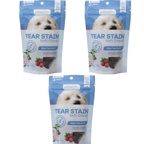 PetsPrefer Tear Stain Removal Pork Flavor Soft Chew Dog 30ct 3-Pack