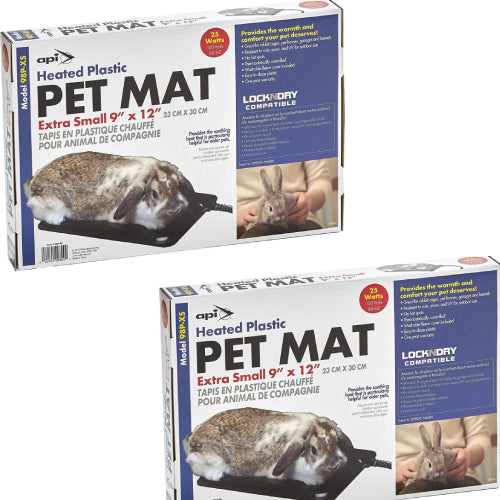 API Extra Small Plastic Heated Pet Mat for Pets 9"x 12" 2-Pack