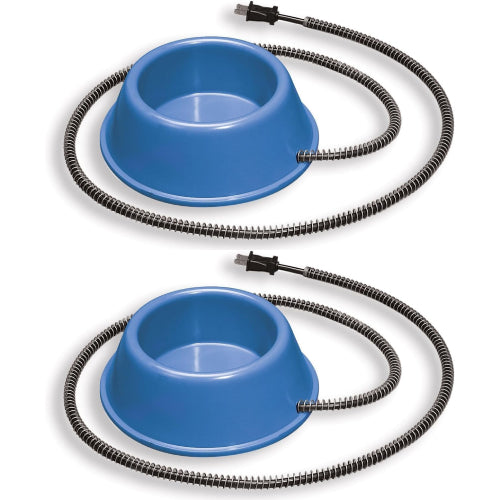 API Plastic Heated Pet Bowl 1 Quart, Blue 2-Pack