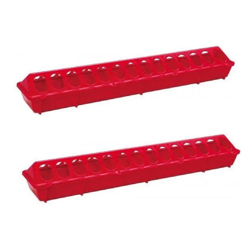 Little Giant Flip-Top Poultry Ground Feeder 20-Inch, Red 2-Pack