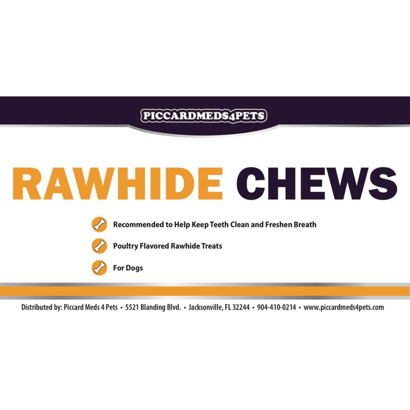Piccardmeds4pets Rawhide Dental Chews for Large Dogs 26lbs-50lbs. Piccard Meds 4 Pets