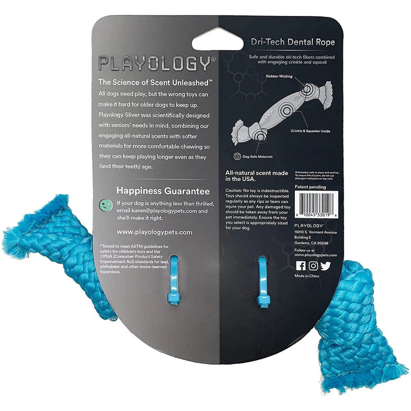 Playology Dri-Tech Peanut Butter Scent Dental Rope Dog Toy, Small PLAYOLOGY
