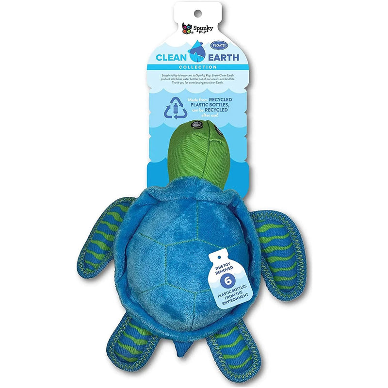 Spunky Pup Clean Earth Plush Turtle, Blue Large Dog Toy Spunky Pup