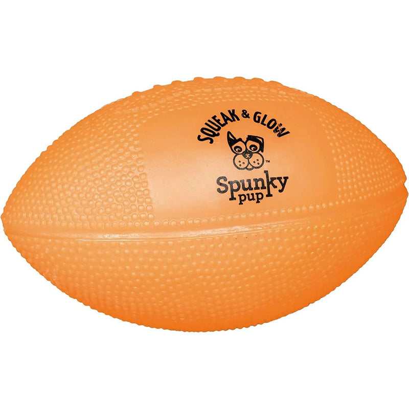 Spunky Pup Squeak and Glow in the Dark Football Dog Toy Spunky Pup