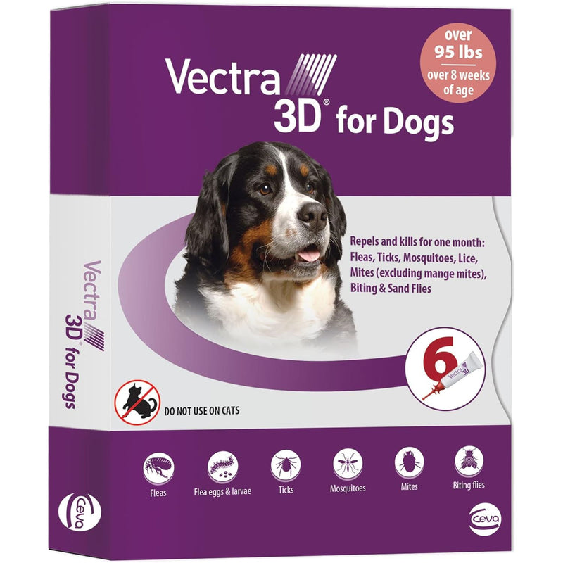 Vectra 3D Topical Spot on Flea & Tick Remedy Dogs Over 95lbs. 6CT