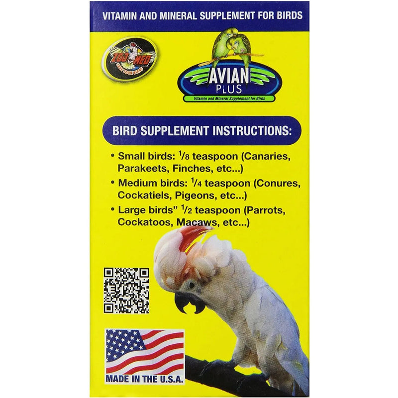 Zoo Med Avian Plus Vitamin and Mineral Bird Supplement 4 oz. Zoo Med