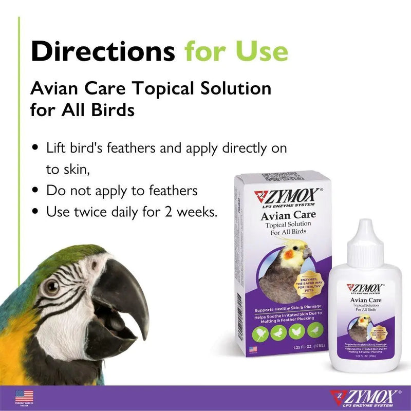 Zymox Avian Care Topical Solution W/o Hydrocortisone 1.25 Oz. ZYMOX
