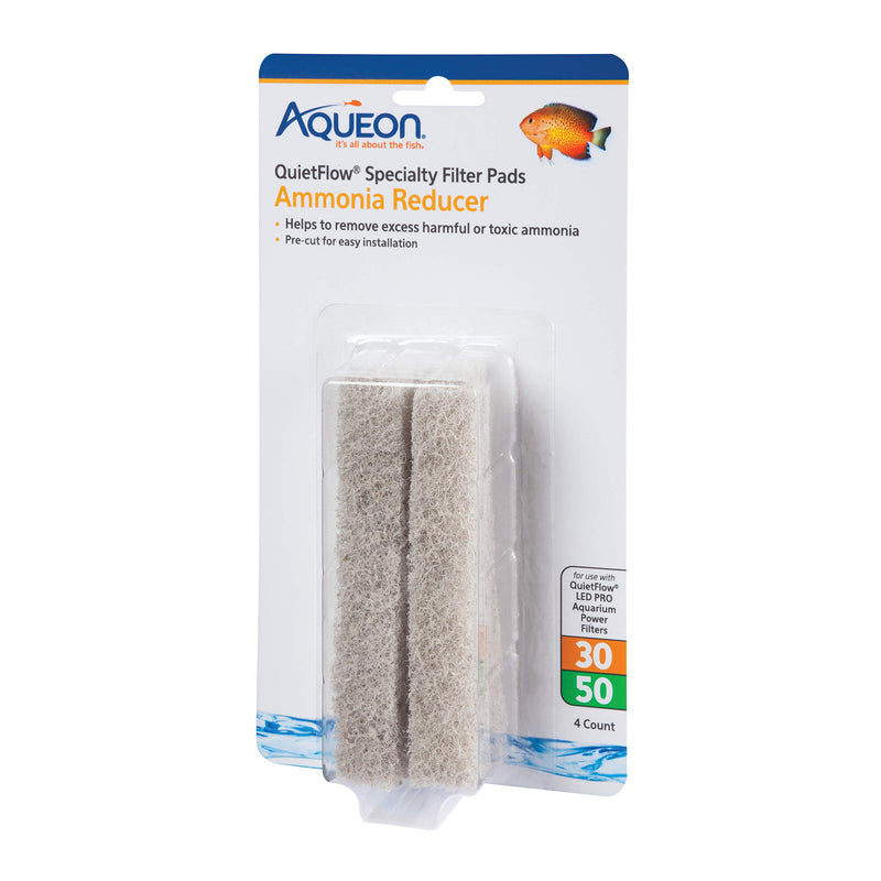 Aqueon QuietFlow LED PRO Ammonia Reducer 4 Count Filter Pads for Model 30 and 50