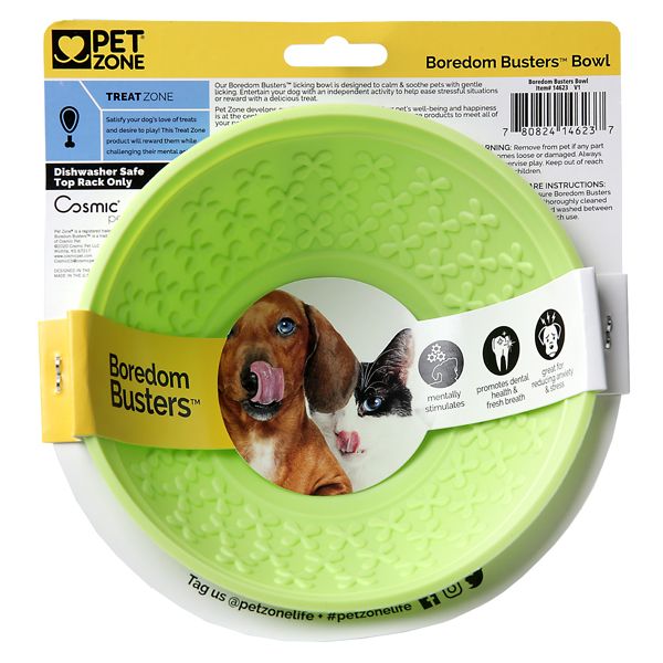 Pet Zone Pets Boredom Busterz Slow Feeder Licking Bowl, Green Pet Zone