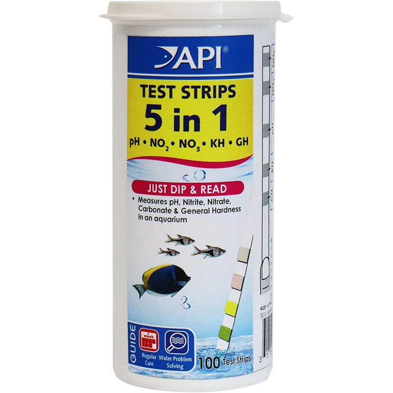API 5-In-1 Test Strips Freshwater and Saltwater Aquarium Test Strips 100-Count Box API