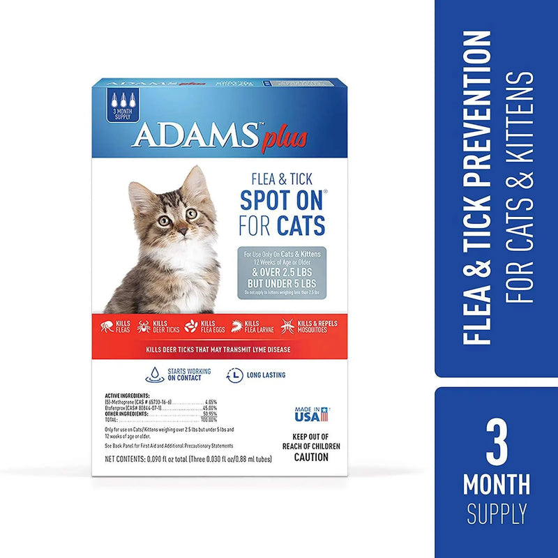 Adams Plus Flea Spot On Treatment for Cats & Kittens Over 2.5 lbs Adams