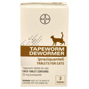 Bayer Effective Tapeworm Removal Dewormer for Cats 3 Tablets Praziquantel Bayer